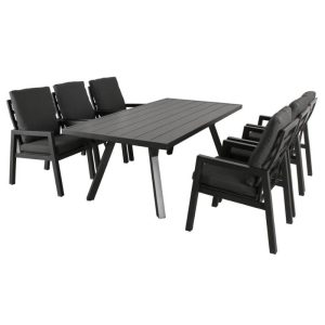 Britt Outdoor 7 Piece Dining Set Charcoal And Grey By Best Price Furniture