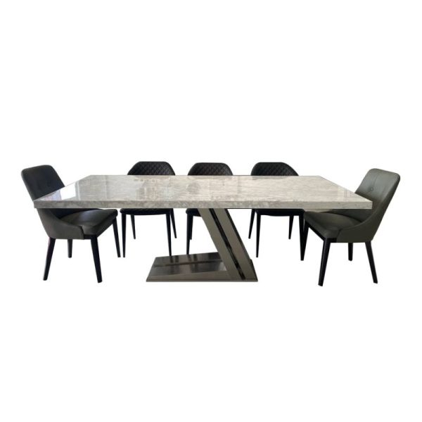 LUCERINE Modern marble top Dining Table with chairs by Best Price Furniture Outlet