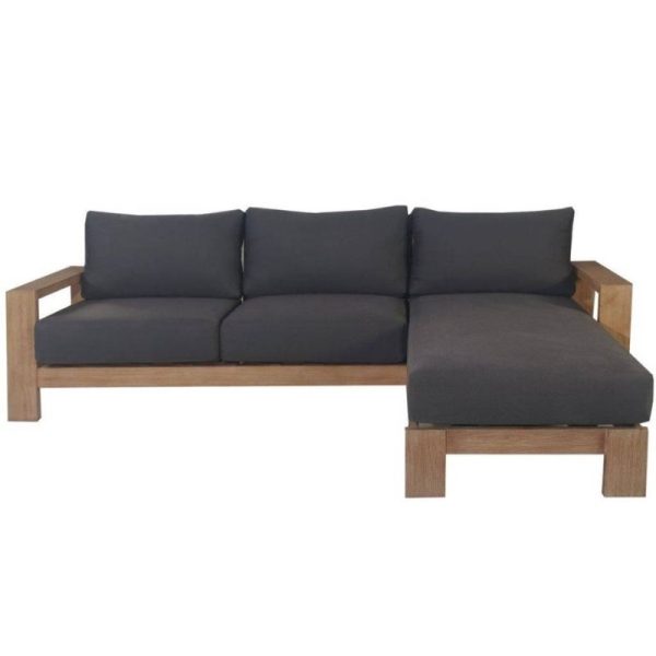 Vivian Outdoor 3s Lou With Chaise-Dark Charcoal by best price furniture outlet