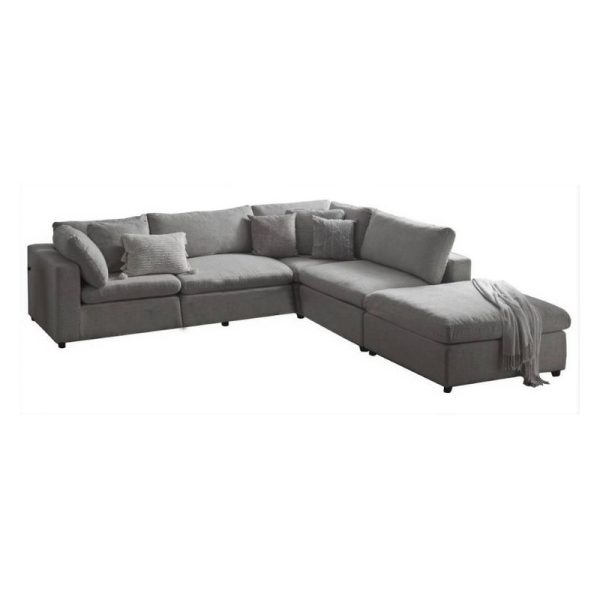 Gail Corner Fabric Lounge With Ottoman Dark Grey 5 Piece